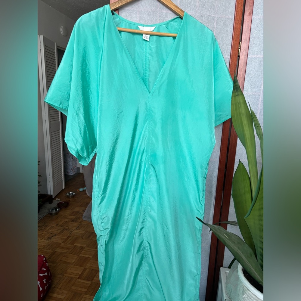 Vibrant Teal V-Neck caftan Dress